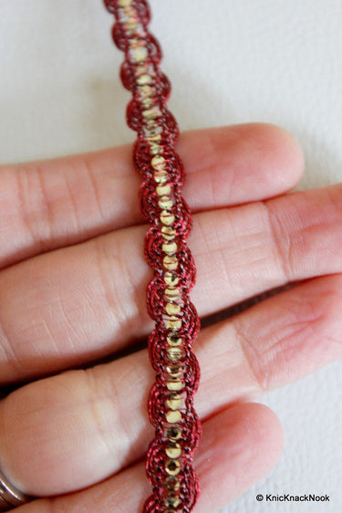 Brown Lace Trim With Silver Sequins, Approx. 10 mm wide